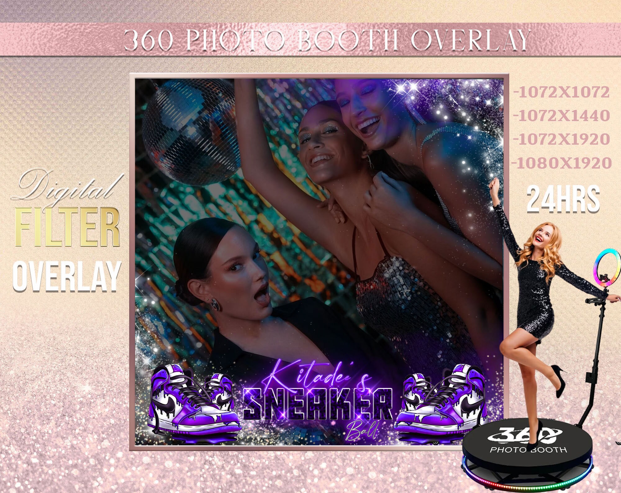 sneakers Photo Booth Photo Template Birthday Party Sneaker ball Photo Booth Overlay , 360 Photo Template, sneaker gala overlay