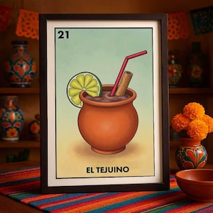 Wysłane pocztą Wydrukowane tylko Loteria Meksykański plakat El Tejuino Sztuka ścienna Wydruk Meksyk Napój Dekoracja Styl Vintage Prezent
