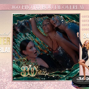 Emerald Agate Photo Booth Photo Template Birthday Party Fuchsia photo Booth Overlay , 360 Photo Template, birthday erlay