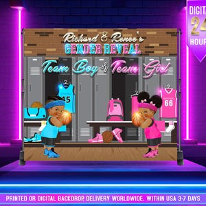 Sfondo per rivelazione del sesso del bambino con tiri liberi STAMPATO o DIGITALE, sfondo per baby shower a tema basket, baby shower sportivo, rivelazione del sesso del bambino con tema basket