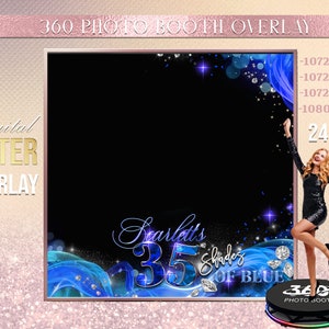 Royal Blue Agate Photo Booth Photo Template Birthday Party Fuchsia photo Booth Overlay , 360 Photo Template, birthday erlay
