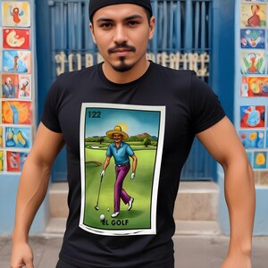 Solo impreso por correo / Camiseta unisex de lotería mexicana / El Golf - Camiseta con cartas de lotería / Camiseta de lotería / Bingo mexicano /