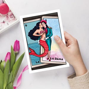 La sirena La dama - carte de voeux mexicaine sirène Loteria, carte de bingo mexicaine personnalisée,