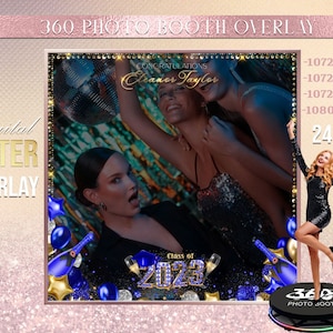 Blue Graduation Photo Booth Photo Template Birthday Party Class of 2023 Photo Booth Overlay , 360 Photo Template, Grad overlay