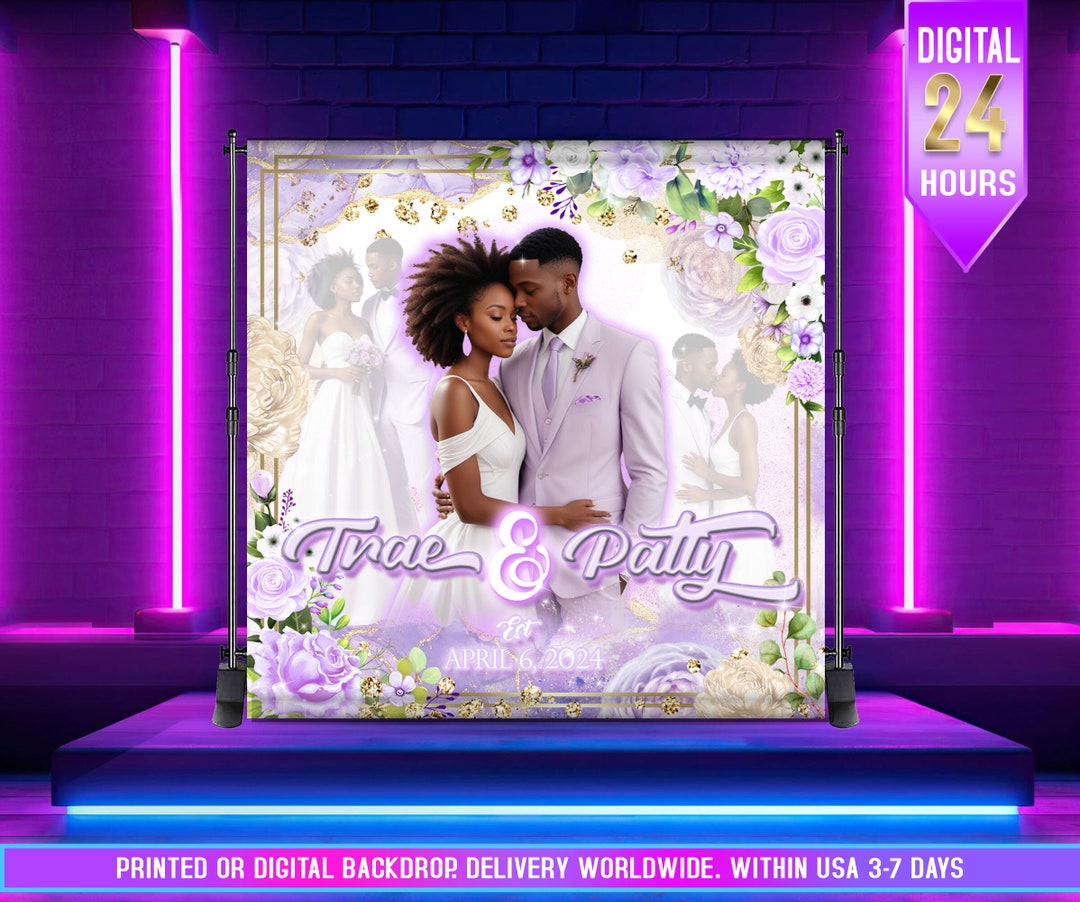 Purple and White Wedding Backdrop| Purple Anniversary Couple Backdrop ...