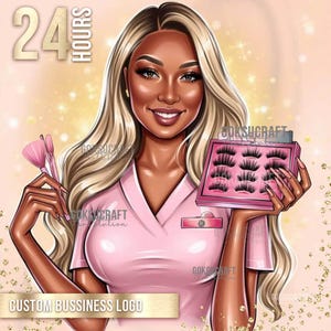 Custom Beauty Logo Design – Personalized Portrait for Makeup Artist | Hair Stylist |  Nail Tech |  Lash Artist | Cartoon Style Avatar Logo