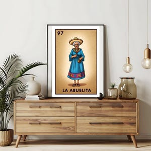 Verzending per post Alleen bedrukt | La Abuelita Loteria-kaarten | Loteria handgetekende muurkunst | Mexicaanse bingo| Loteria-afdrukken Mexicaanse kunst|