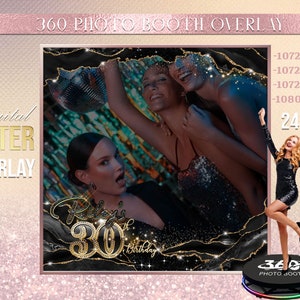 Black Agate Photo Booth Photo Template Birthday Party Fuchsia photo Booth Overlay , 360 Photo Template, birthday erlay
