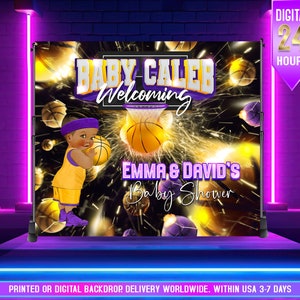 STAMPATO o DIGITALE Tiri liberi Baby Shower Sfondo, basket Baby Shower sfondo, Sport Baby Shower,