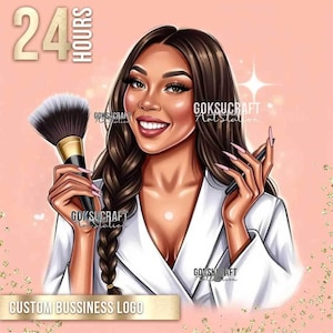 Custom Beauty Logo Design – Personalized Portrait for Makeup Artist | Hair Stylist |  Nail Tech |  Lash Artist | Cartoon Style Avatar Logo