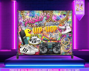 80er/90er Jahre Happy Birthday Banner – Graffiti-Design, 185x90 Cm, Wiederverwendbar