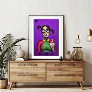 Enviado somente impresso | Cartões da Loteria La Toxico | Arte de parede desenhada à mão da Loteria | Bingo mexicano | Impressões da Loteria Arte do México |