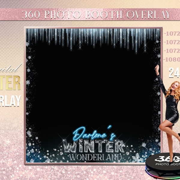 Winter wonderland  Photo Booth, snowflake Photo Template Birthday winter photo Booth Overlay , frozen 360 Photo Template, birthday