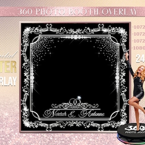 Silver Wedding Photo Booth Photo Template, engagement overlay photo Booth Overlay , 360 Photo Template anniversary. save the