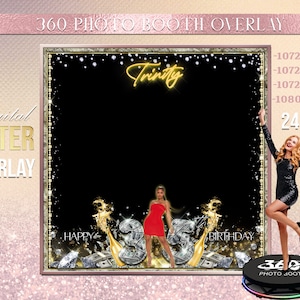 Money Photo Booth Photo Template Birthday Party, Dollars birthday photo Booth Overlay , 360 Photo Template, birthday