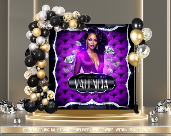 Purple Black Elegant Birthday Backdrop Purple Background