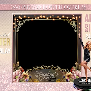 Autumn Booth Photo Template Birthday Party Black Gold Booth Overlay , 360 Photo Template, Gold 360 Overlay, Fall Touchpix Overlay.