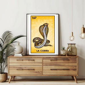Verzending per post Alleen bedrukt | La cobra - Loteriakaarten | Loteria handgetekende muurkunst | Mexicaanse bingo| Loteria-afdrukken Mexicaanse kunst|