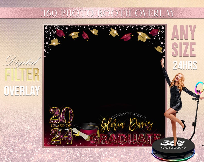 Burgundy Graduation Photo Booth Photo Template Birthday Party Class of ...