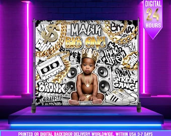 PRINTED or DIGITAL | The Big One Backdrop | Biggie backdrop | Graffiti Firts Birthday | 90s Retro  party backdrop | 80s 90s birthday pp