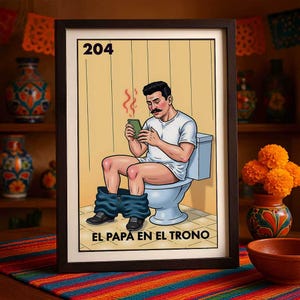 Verzending per post Alleen bedrukt | El Papa Lotería-kaart | Mexicaanse bingokunstafdruk | Vaderdagcadeau | El Papa | Aangepaste loteríakaart | Spaanse vader