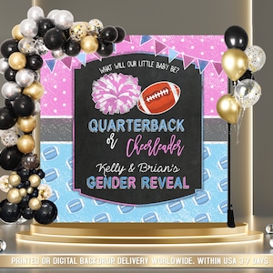 GEDRUCKTER oder DIGITALER Touchdown oder Tutus Gender Reveal Banner | Fußball Geschlecht offenbaren Hintergrund | Er oder Sie Geschlecht offenbaren |  Fußball oder Pom