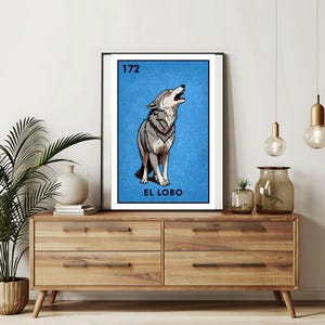 Verzending per post Alleen bedrukt | el lobo - Loteriakaarten | Loteria handgetekende muurkunst | Mexicaanse bingo| Loteria-afdrukken Mexicaanse kunst|