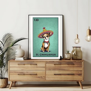 Verzending per post Alleen bedrukt |  el chihuahua Loteria-kaarten - | Loteria handgetekende muurkunst | Mexicaanse bingo| Loteria-afdrukken Mexicaanse kunst|