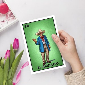 El Abuelito - carte de voeux mexicaine grand-père Loteria, carte de bingo mexicaine personnalisée,