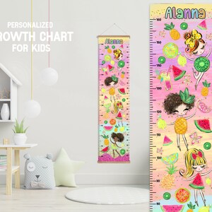 Tutti Fritty hoogtemeter met ophangframe, gepersonaliseerde fruit jongen meisje groeimeter, fruit slaapkamer kinderkamer speelkamer, groeimeter