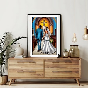 Enviado somente impresso | La Bida - Cartões de Loteria de casamento | Arte de parede desenhada à mão da Loteria | Bingo mexicano | Impressões da Loteria Arte do México |
