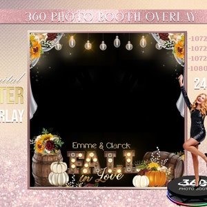 Fall in love Photo Booth Photo Template Birthday Party Autumn wedding photo Booth Overlay , 360 Photo Template, birthday erlay