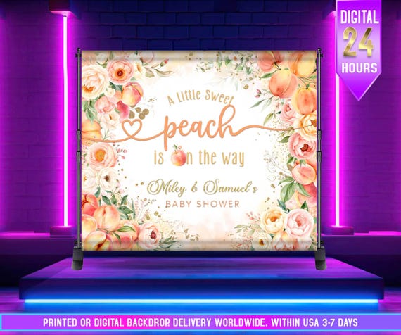 Peaches Baby Shower Backdrop Peach Theme Baby Girl Shower Banner