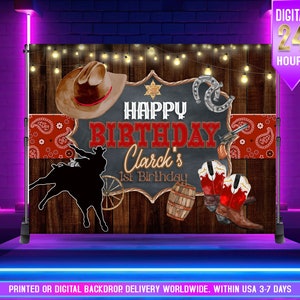Sfondo di compleanno Rodeo / Banner occidentale / Sfondo da cowboy / Sfondo da cowgirl / Sfondo del compleanno del selvaggio West I / Festa di compleanno del Ranch