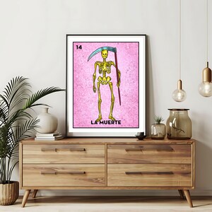 Verzending per post Alleen bedrukt | La Muerte Loteria-kaarten | Loteria handgetekende muurkunst | Mexicaanse bingo| Loteria-afdrukken Mexicaanse kunst|
