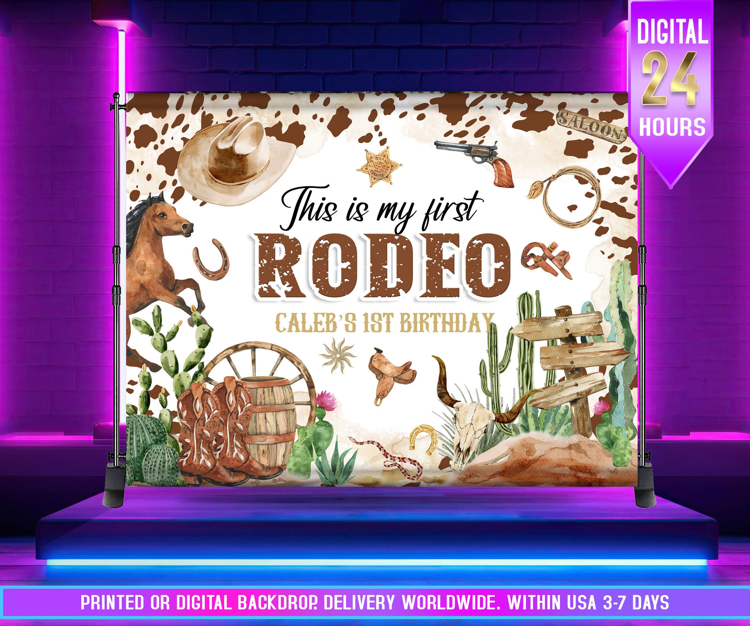 Rodeo Birthday Backdrop Western Banner Cowboy Backdrop Cowgirl Backdrop ...
