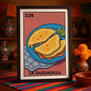 Ensemble d'affiches Loteria mexicaine, imprimé uniquement, Quesadilla Sopes Enchilada, art mural, décoration culinaire, cadeau de cuisine