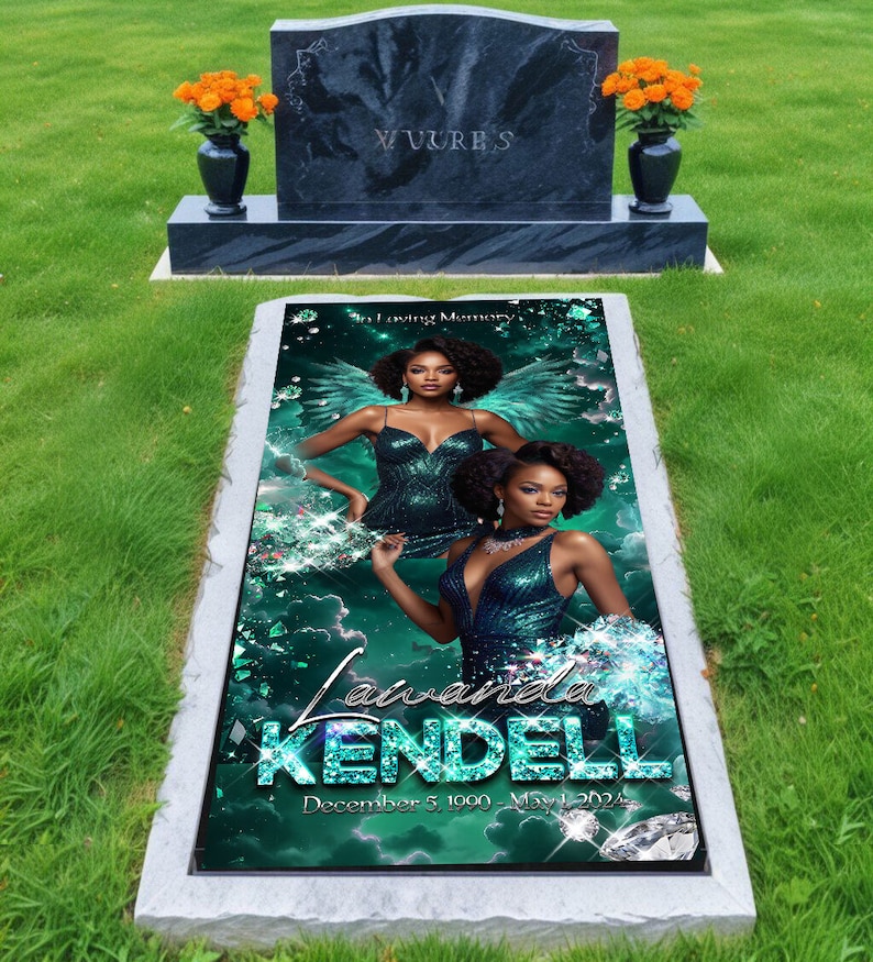 Printed Grave Blanket Emerald Sky Funeral Wrapper Custom Grave Bkanket ...