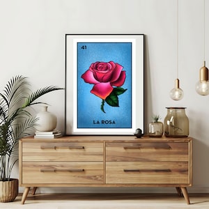 Verzending per post Alleen bedrukt | La Rosa - Rose Loteria-kaarten | Loteria handgetekende muurkunst | Mexicaanse bingo| Loteria-afdrukken Mexicaanse kunst|
