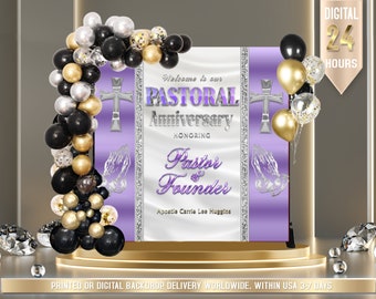 PRINTED or DIGITAL Blue Pastoral Anniversary Backdrop | Church Backdrop | Pastoral Appreciation Backdrop | Church Anniversary Bannee