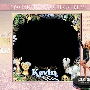 Tropical Photo Booth, Safari Photo Template Birthday Party, Jungle birthday photo Booth Overlay ,Jungle Animals 360 Photo Template, birthday