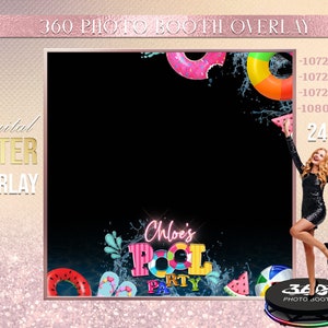Pool Birthday Photo Booth, Pool Photo Template Birthday Party, Summer birthday photo Booth Overlay ,Beach 360 Photo Template, birthday