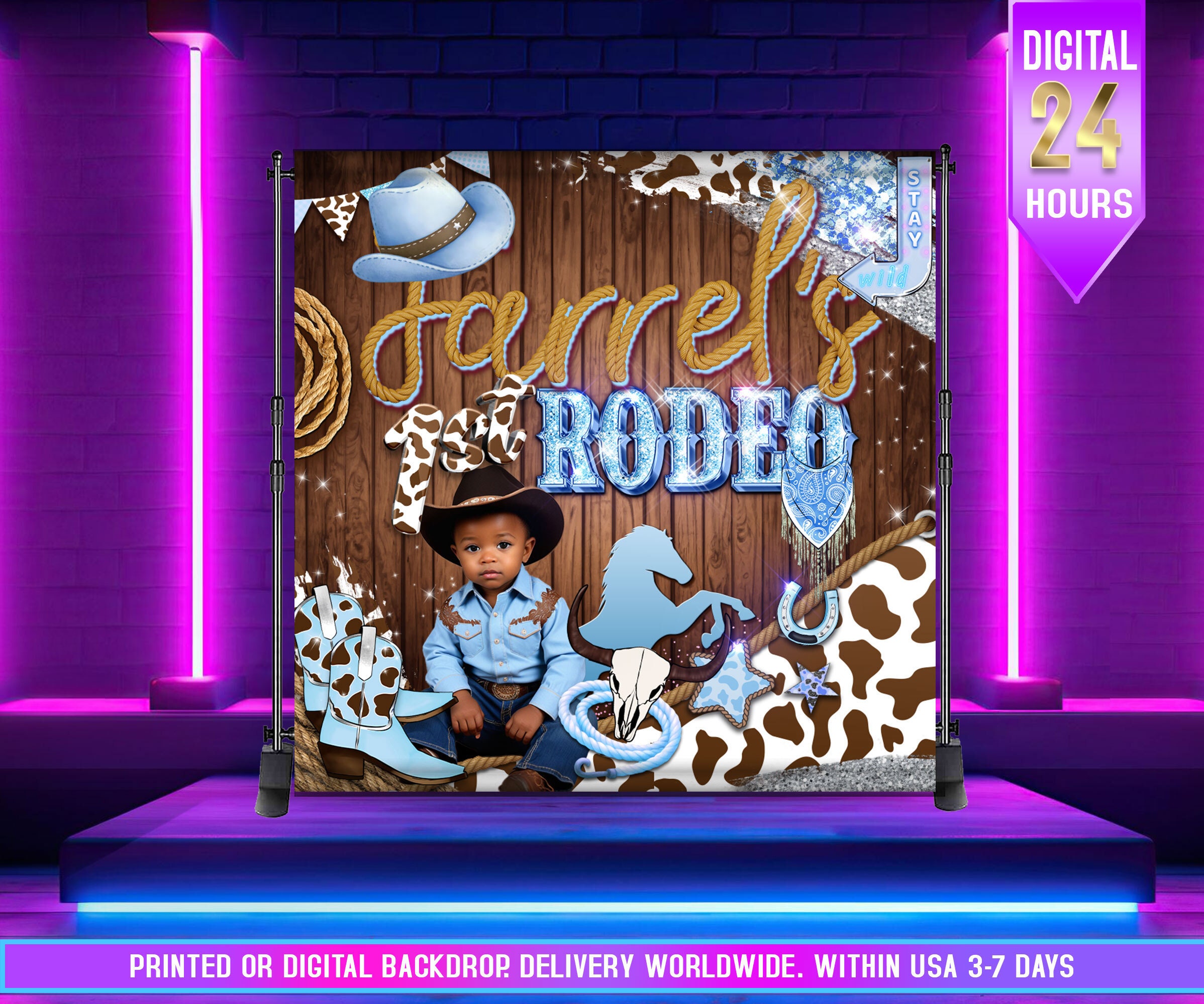 Rodeo Backdrop Rodeo 1st Birthday Backdrop| Western Banner| Cowboy Backdrop | Cowgirl ...