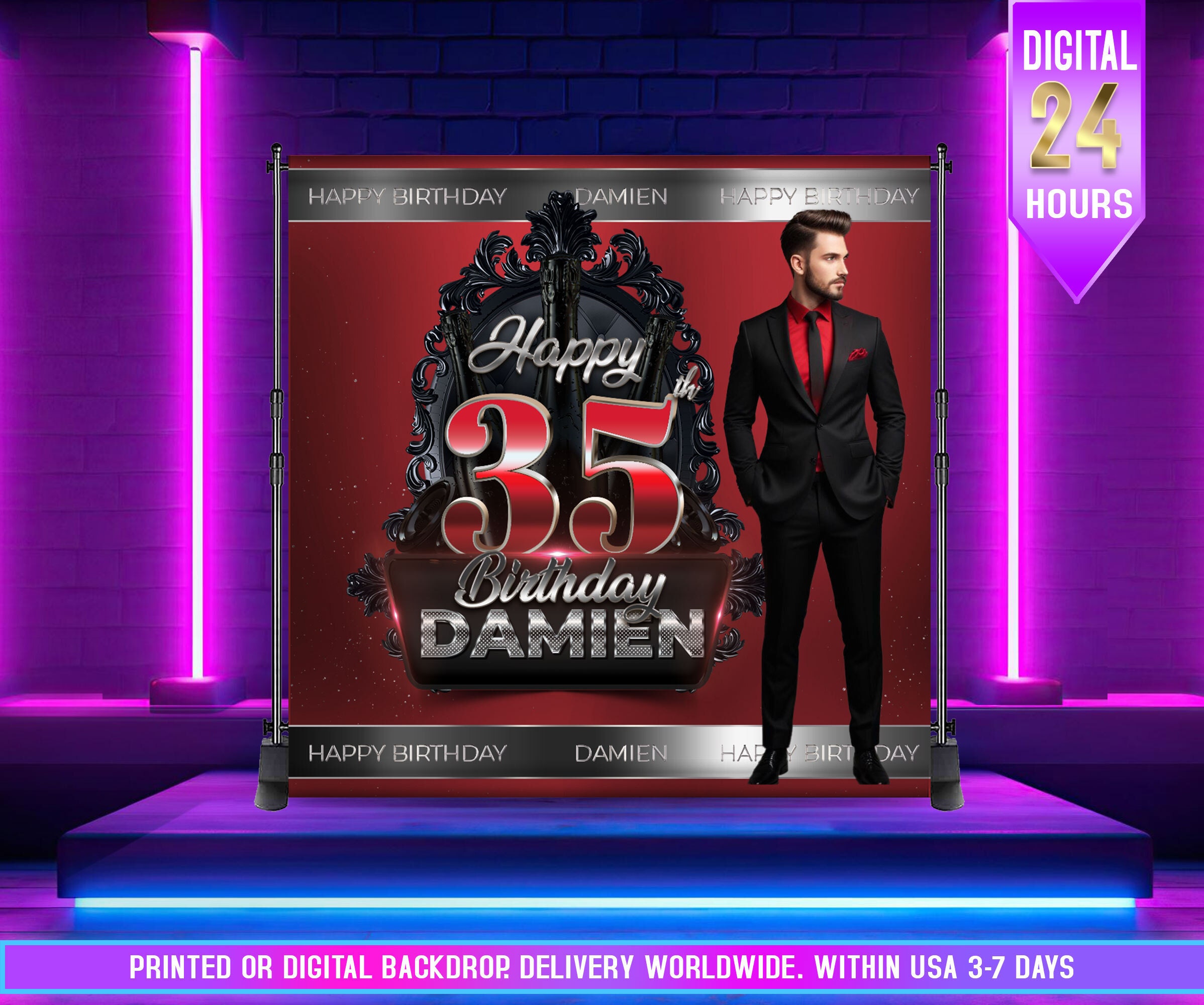 Red Man Fall Sign Red Man's Birthday Backdrop | Man's Birthday Background| Red Backdrop ...