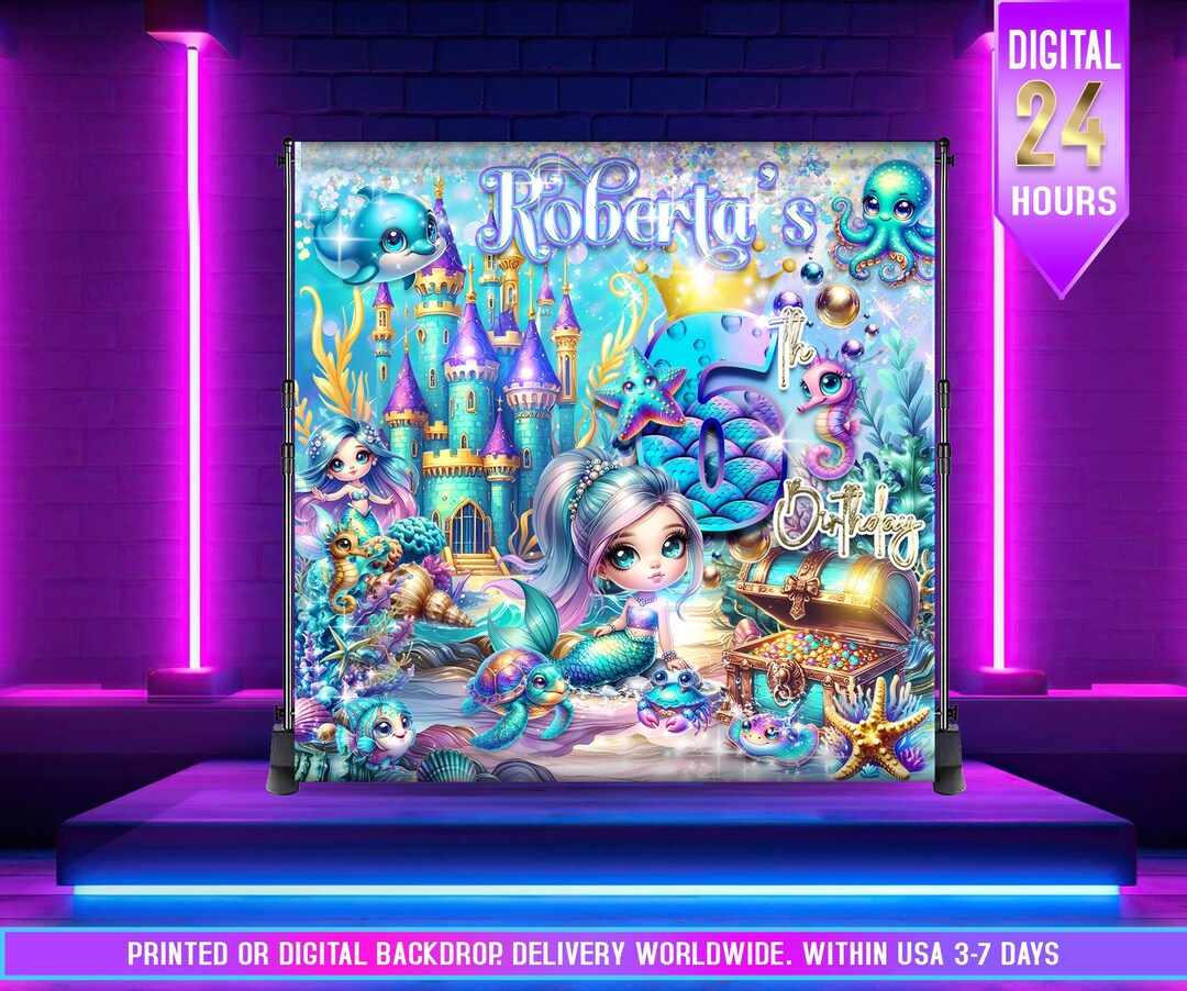 Mermaid Birthday Backdrop: Under the Sea Party (digital or Printed) - Etsy