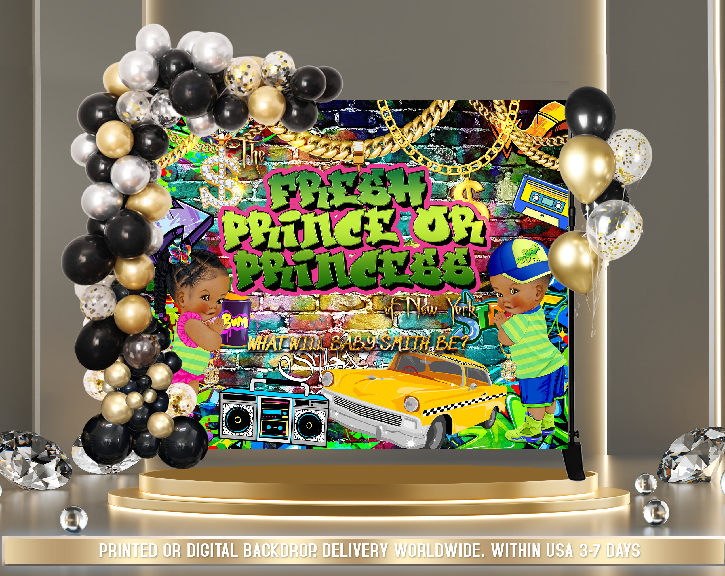 Backdrop Fresh Prince Baby Shower Theme Fresh Prince Gender Reveal