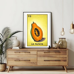 Verzending per post Alleen bedrukt | la papaya - Loteriakaarten | Loteria handgetekende muurkunst | Mexicaanse bingo| Loteria-afdrukken Mexicaanse kunst|