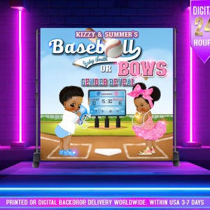Baseball oder Bögen Gender Reveal Banner: Sport Backdrop (digital oder gedruckt)