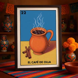 Wysłane pocztą Drukowane tylko Loteria Meksykański plakat El Cafe de Olla Sztuka ścienna Wydruk Meksyk Kawa Dekoracja Kuchnia Prezent