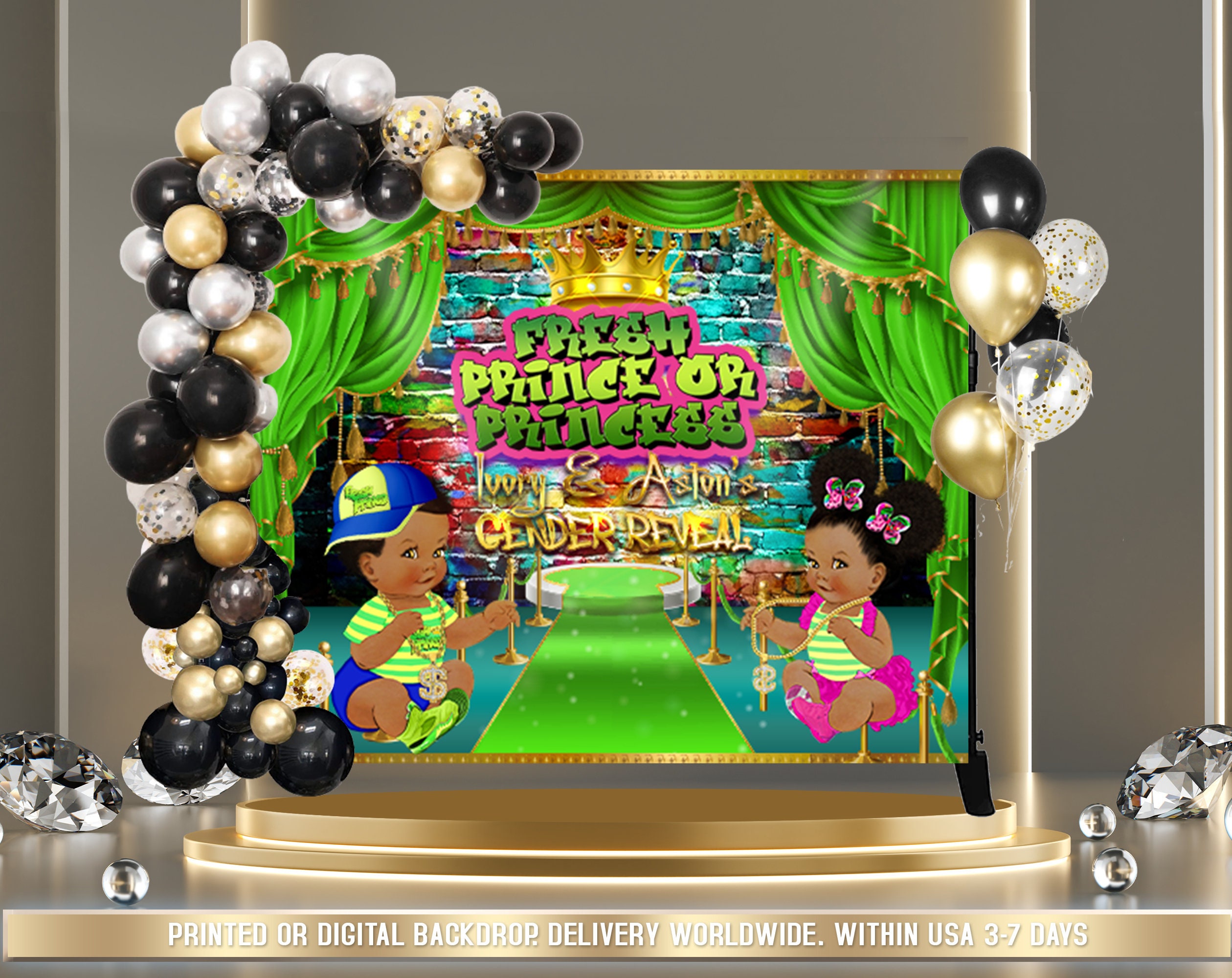 Fresh Prince Gender Reveal Backdrop: 90s Hip Hop Baby Shower